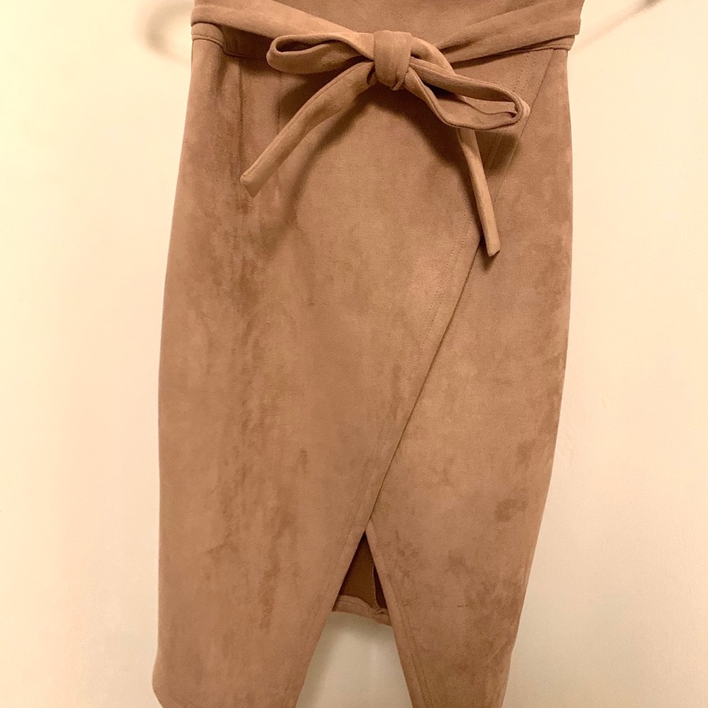 Wrap Skirt w/ Tie Belt - Mauve/Taupe